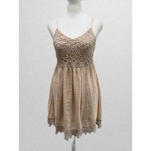 Poetry Taupe Pink Lace Bodice Babydoll Dress with Lace Trim